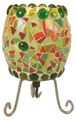 Produktbild von Tischleuchten - Mosaik-Tischleuchte, Tischlampe aus Metall und Glas in bunt, E14-Fassung