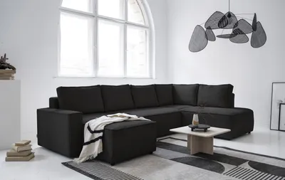Image de MIUFORM Brave Dave - Canapé d'angle avec fonction lit et coffre de lit U-FORM DROITE - 322x194cm - Anthracite - Canapé-lit Canapé