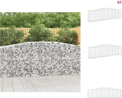 Produktbild von vidaXL Gabionen mit Hochbogen 7 Stk. 400x50x100/120cm Verzinktes Eisen -  Blumentöpfe & Pflanzgefäße