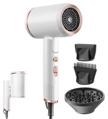 Produktbild von Haartrockner Faltbar Weiß 1800W Ionen Technologie 6 Modi Kaltluft Styling Reise Föhn EU Stecker
