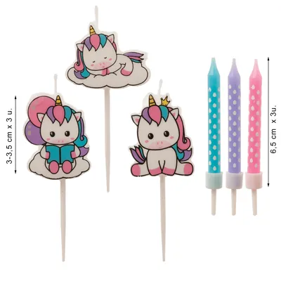 Immagine prodotto di Set di candele Unicorno, 15 pezzi
