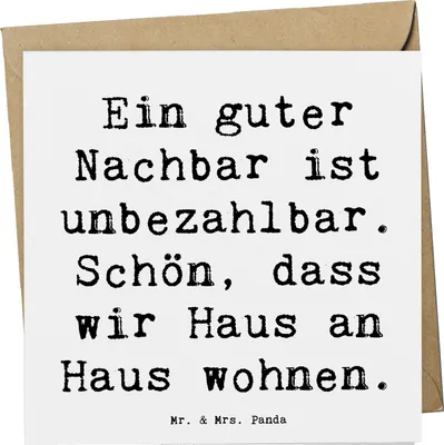 Produktbild von Mr. & Mrs. Panda Grußkarte Spruch Guter Nachbar - Weiß - Geschenk, Bedanken, faltkarte, Klappkarte, Wertschätzung, Aufmerksamkeit, Dankbarkeit, Nachbarschaft, Dankeschön