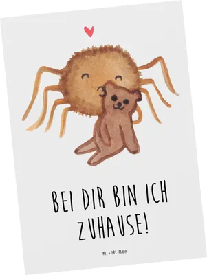 Produktbild von Mr. & Mrs. Panda Postkarte Spinne Agathe Teddy - Weiß - Geschenk, Miteinander, Postkarten, bildkarte, Ansichtskarten, Dankeschön, Grußkarte, Freundschaft, Liebesbeweis
