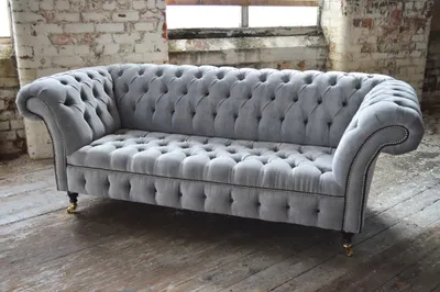 Zdjęcie produktu dla 3-osobowa sofa Chesterfield XXL z tapicerowanym siedziskiem duża sofa 2016-42-