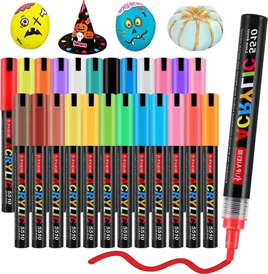 Produktbild von Montessa Acrylstifte Set, 24 Farben, Wasserfeste Marker für Steine, Glas, Holz & Leinwand