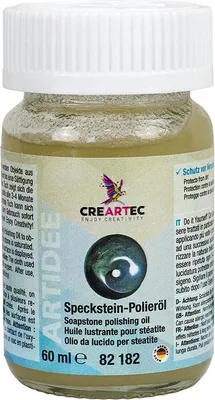 Produktbild von CREARTEC Speckstein-Polieröl - 60ml - zum Polieren von Objekten aus Speckstein, Alabaster oder Marmor