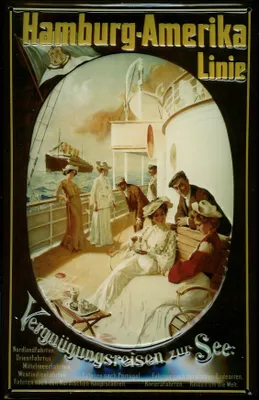 Produktbild von Blechschild Hamburg Amerika Linie Kreuzfahrt Vergnügungsreisen Dampfer Schiff Schild Nostalgieschild
