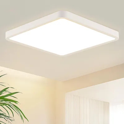 Image de ZMH Plafonnier LED Plafonnier plat Chambre à coucher 23CM Lampe de salle de bain Blanc 18W Lampe de cuisine Angulaire Chambre à coucher Lampe de couloir Plafonnier de salle de bain 3000K
