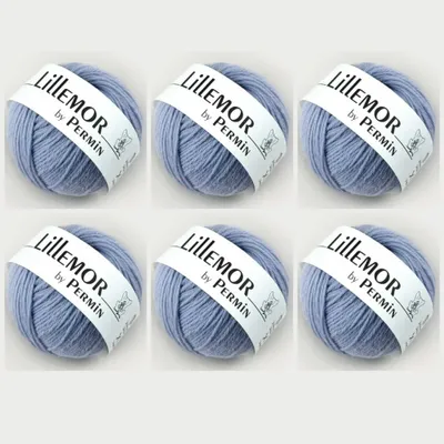 Imagen del producto de 6 ovillos de hilo Lillemor de Permin – Hilo de lana merino orgánica (color azul bebé)