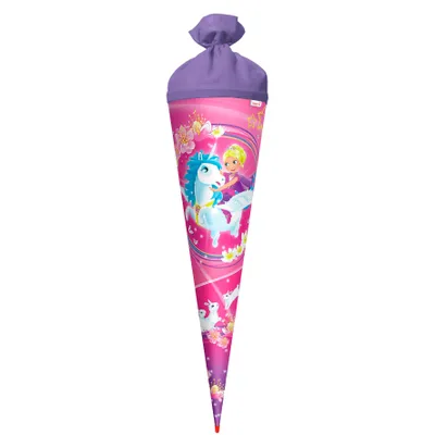 Produktbild von ROTH Schultüte groß Kuscheleinhorn 70 cm rund Rot(h)-Spitze Filzverschluss Zuckertüte Schulanfang
