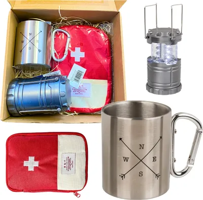 Produktbild von Wandererausrüstung - Stahlbecher + Biwaklicht + Wandersack
