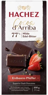 Produktbild von Hachez Cocoa d'Arriba 77% Kakao Erdbeere-Pfeffer 100g