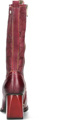 Produktbild von Laura Vita Damen Stiefel mit Blumenmuster und Flügelkappe Idcano 07, Größe:39 EU, Farbe:Rot