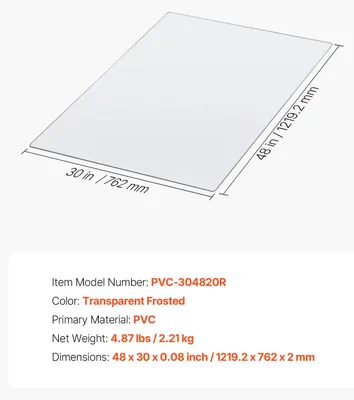 Immagine prodotto di Tappetino per sedia, con superficie posteriore antiscivolo, facile da pulire, in PVC, dimensioni 30x48 pollici