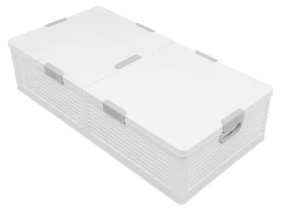 Immagine prodotto di Contenitore pieghevole da riporre sotto il letto - Scatola in PP pieghevole - 101x51x24 cm - Coperchio con doppia apertura - Chiusura con fibbie per indumenti - Bianco