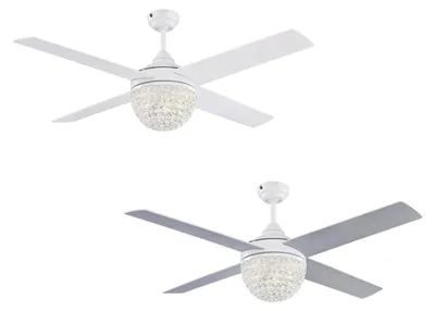 Image de Ventilateur de plafond Kelcie Blanc 132 cm avec éclairage et télécommande