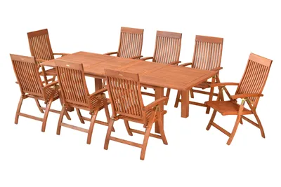 Produktbild von Merxx Gartenmöbelset Comodoro, 8 Klappsessel, Doppelausziehtisch 180 (220/260) x 100 cm - Eukalyptus