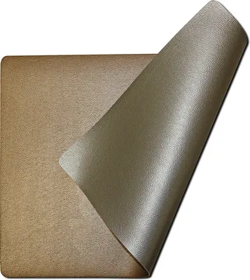Produktbild von 4er Set Platzsets - Abwaschbar - Lederlook - Kunstleder - Rechteckig - Doppelseitig - Tischsets - Platzdeckchen - Kupfer & Silber - 30x43cm