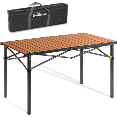 Produktbild von Campingtisch Klappbar Alu 118x70cm Holzoptik bis 100kg mit Tragetasche
