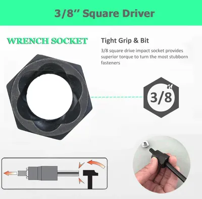 Obrázek produktu pro 11ks nárazová sada odstraňovačů matic pro šrouby Vytahovač matic Twist Socket 9-19MM Blokování kol Metrická sada nástrojů pro odstraňování šroubů