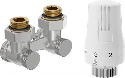 Produktbild von Mexen G01 Thermostat-Set, Doppelrohr DN50, Eckig 1/2"x3/4", Nickel - W911-012-918-01
