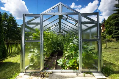 Produktbild von LIMES Gewächshaus GLAS VARIANT J –  2,49 m x 4,06m, 4 mm + Dachrinne + Verzinkter Rahmen + EU Qualität