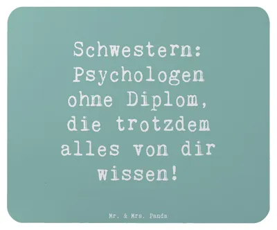 Produktbild von Mr. & Mrs. Panda Mousepad Spruch Schwestern Psychologen - Meeresbrise - Geschenk, Mouse Pad, Geschwister, Schwester, Verwandte, Liebe, laptop, pc, Familiengeschenk