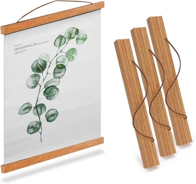 Produktbild von Posterleisten, Bilderrahmen A3 Holz, Magnetische Fotorail 31 cm, Set von 3 Stück, für Poster und Fotos