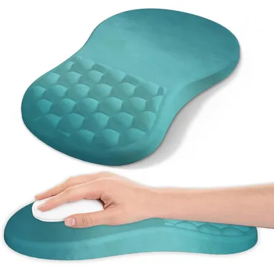 Image de Tapis de souris avec repose-poignet, ergonomique, en mousse à mémoire de forme, antidérapant, de couleur verte