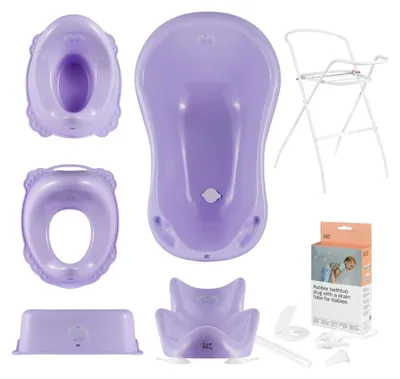 Produktbild von Babywanne, Sitz, Ständer, Schemel, Topf, Toilettensitz, Abfluss – Lila