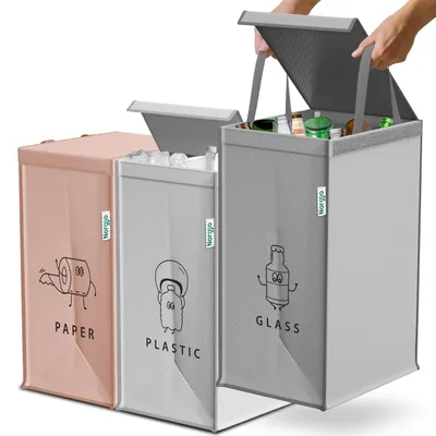 Obrázok produktu pre Recyklačné odpadkové koše súprava 3 ks, 40 l, 3 priehradky, do kuchyne