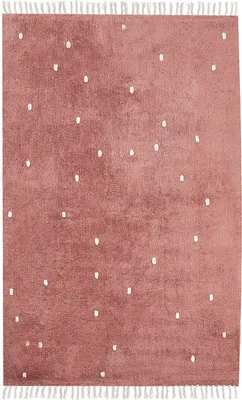 Zdjęcie produktu dla BELIANI Dywan bawełniany w jasnoczerwonym kolorze 140x200 cm z białymi kropkami dziecięcy