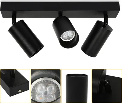 Zdjęcie produktu dla Fiqops lampa sufitowa reflektory sufitowe reflektory sufitowe reflektory sufitowe LED reflektory sufitowe 3-światłowe obrotowe reflektory sufitowe 4W