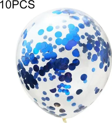 Produktbild von 10 Stück Konfetti Luftballon Set Silvester Neujahr Feier Party Ballons 12 Zoll, Farbe:Blau