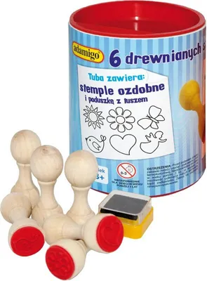 Obrázok produktu pre Zestaw drewnianych stempli ozdobnych z tuszem 6 sztuk