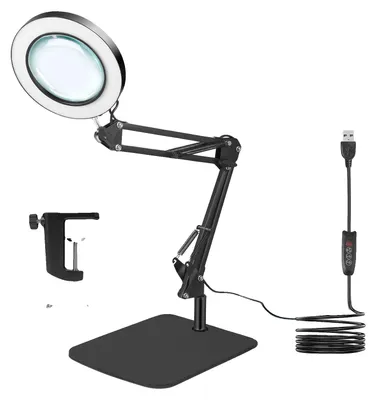 Image de Lampe loupe, grossissement 5x, luminosité réglable, 5x, noire