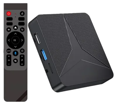 Zdjęcie produktu dla Smart TV Box – odtwarzacz multimedialny – 8K HDR – sterowanie głosowe – czterordzeniowy procesor RK3328 – dwuzakresowe Wi-Fi i Bluetooth – 1 GB pamięci RAM DDR3 – 8 GB pamięci eMMC