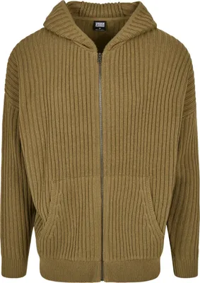 Produktbild von Urban Classics - Rippenstrick Loose-Fit Zip Hoody oliv - M