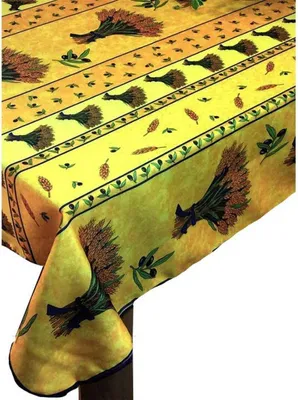 Immagine prodotto di Tovaglia provenzale rettangolare antimacchia. Bouquet di grano giallo brillante, 150 x 300 cm