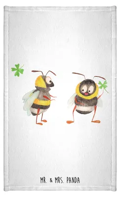Produktbild von Mr. & Mrs. Panda Handtuch Hummeln Kleeblatt - Weiß - Geschenk, Kleines, glücklich sein, Klein, Baumwollhandtuch, stoffhandtuch, Spruch Fröhlich, Biene, Lustige Sprüche