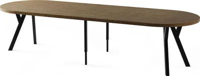 Produktbild von Esstisch Rund Groß XXL Ausziehbar im Loft-Stil – 100 bis 300 cm – Extra Lang Ausziehtisch mit Schwarzen Holzbeinen, Industrieller Tisch für 5-16 Personen – Eiche Braun Rustikal