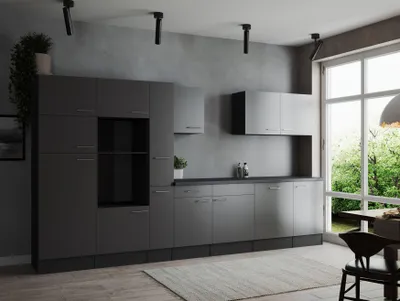 Produktbild von Küche Küchenzeile Leerblock Grau Matt Grau Oliver 370 cm Respekta