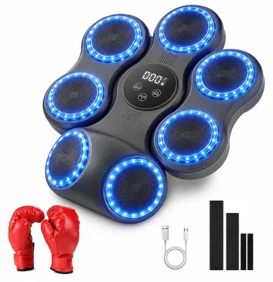Produktbild von Boxmaschine mit Musik Wandmontage – 11 Modi, 9 Stufen, Bluetooth, LED, Typ-C | Inkl. Handschuhe für Zuhause