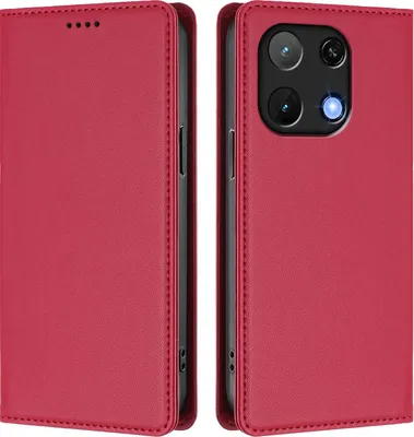 Obrázek produktu pro Kožené pouzdro pro Umidigi Note 90, magnetické flipové pouzdro zPolyuretankůže se stojánkem Červená