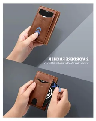 Produktbild von Herren Leder Kartenetui mit RFID NFC Schutz – Schlanke Geldbörse mit 10 Kartenfächern