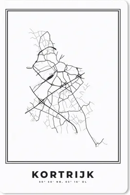 Produktbild von MuchoWow® Mauspad Mousepad Stadtplan - Schwarz und weiß - Karte - Kortrijk - Belgien - Karte 18x27 cm - Mousepads - Maus Mat - Pad - Mausunterlage