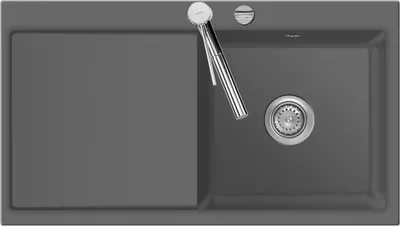 Produktbild von Spüle KeraDomo MERA 90 Titan Becken rechts mit Excenterbedienung