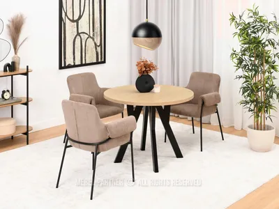 Immagine prodotto di Tavolo rotondo allungabile 100(180)x100 WENDER - rovere pietra / nero