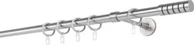 Produktbild von Gardinenstange Maß 20mm Rille 1-lauf Wand Decke 14cm Farbe: Edelstahl-Optik, Größe: 230cm