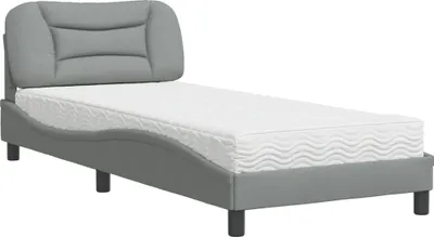 Produktbild von vidaXL Bett mit Matratze "Hvar" Hellgrau 80x200 cm Stoff